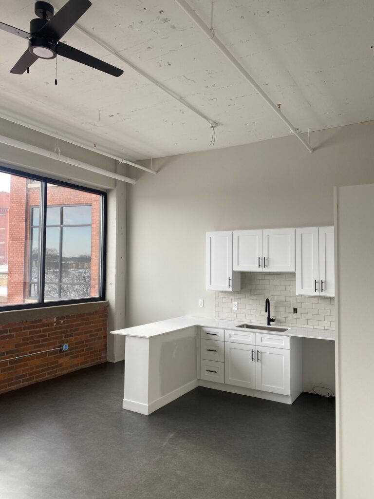 Remodeled kitchen in an industrial space